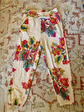 Anthropologie Sweatpants with Floral Accents